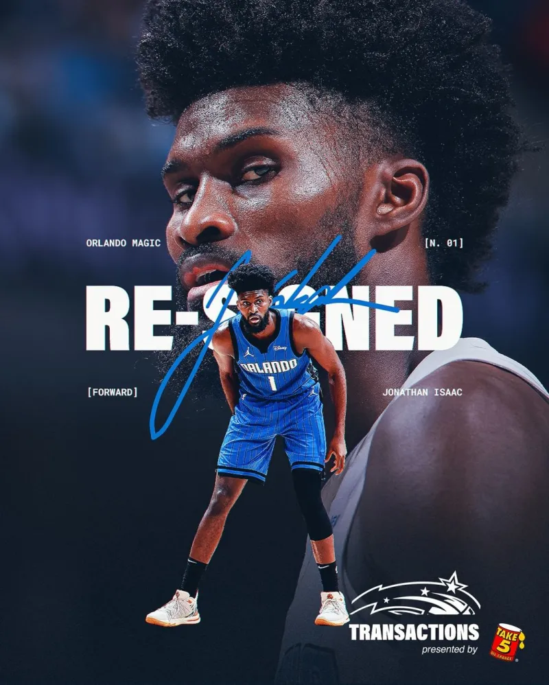 防御之门！魔术队官方Instagram 发文庆祝与乔纳森·艾萨克成功续约